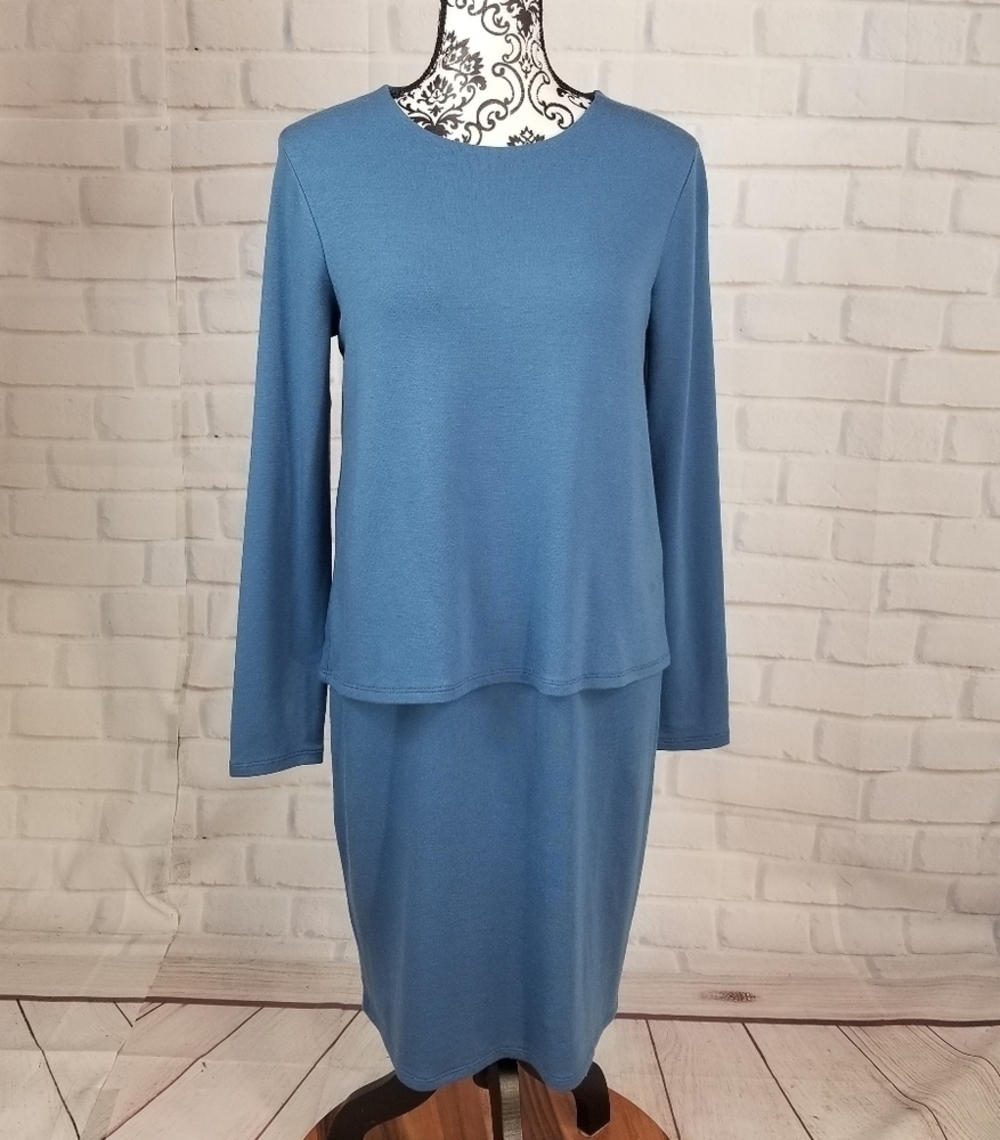 J Jill stretch knit split back long sleeve dress